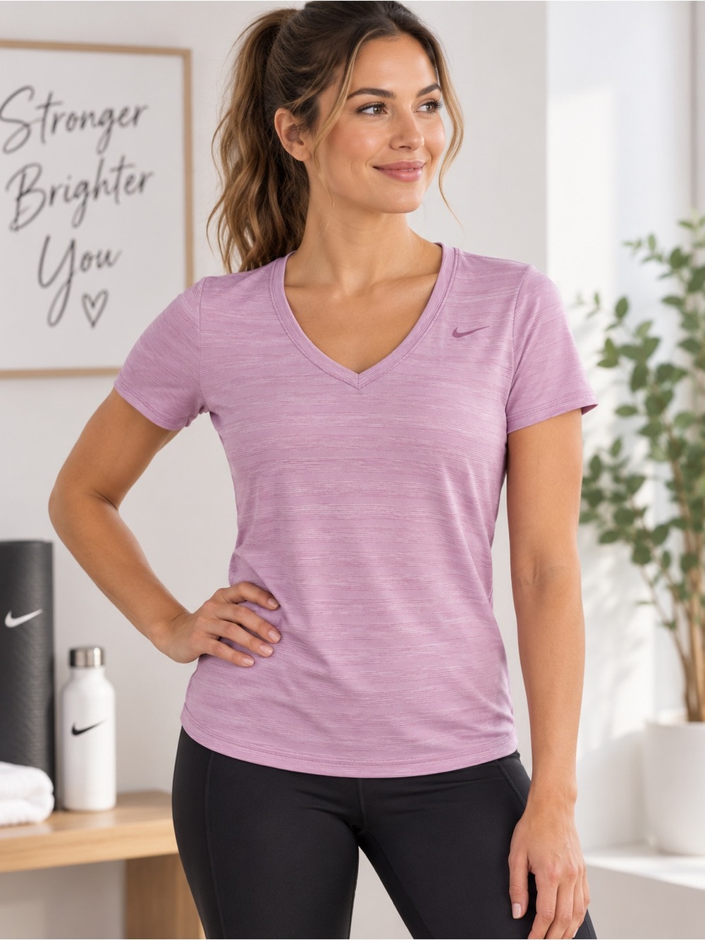 Nike Women's Lavender Heather V-Neck Short Sleeve Tee